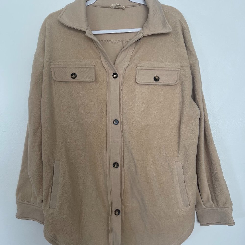 Cream button down shacket